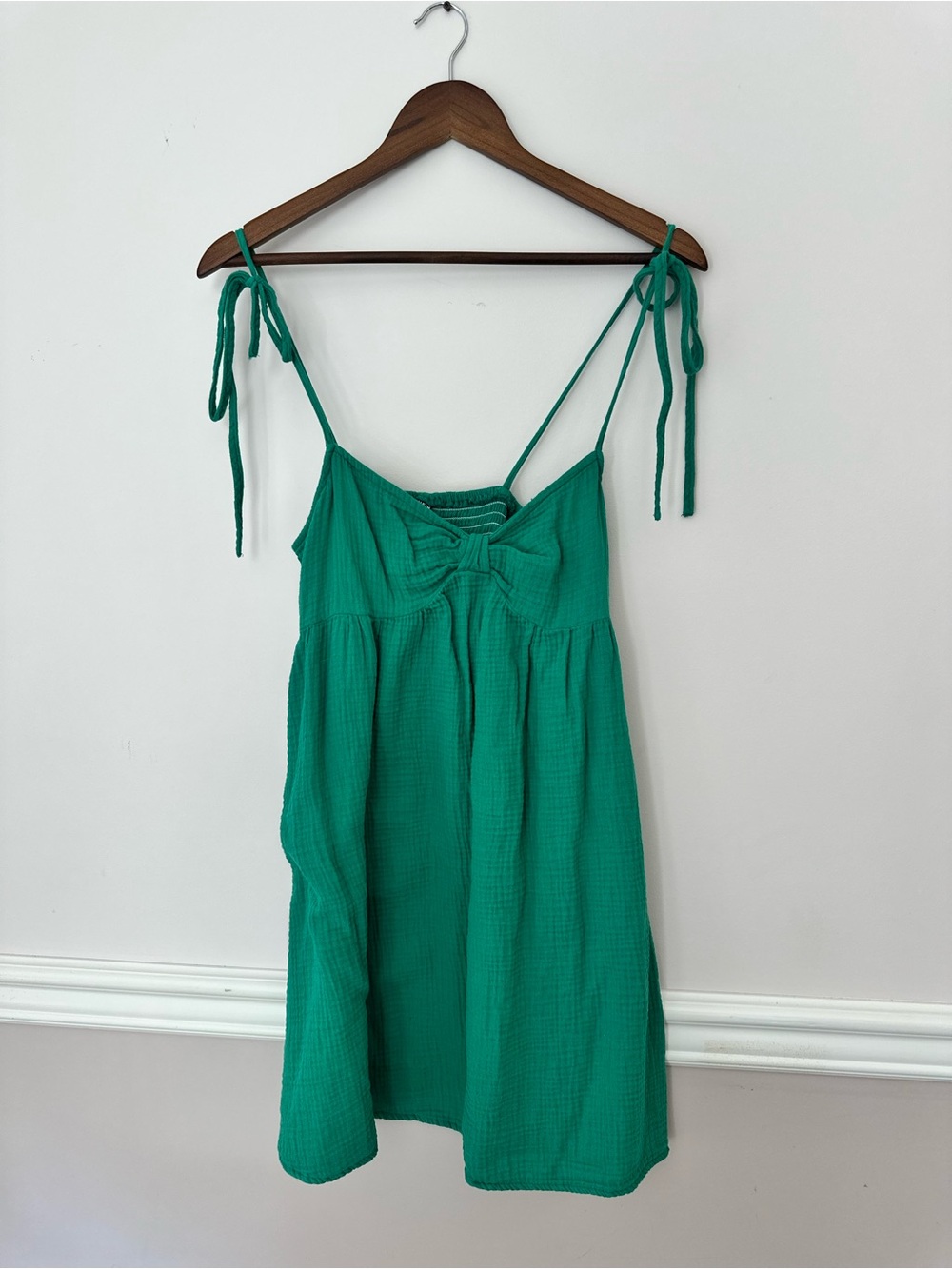 SHEIN Emerald Tie-Shoulder Mini Dress